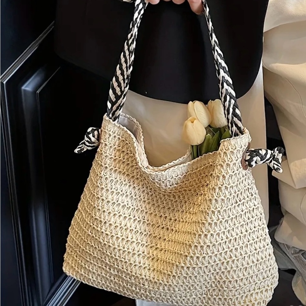 Natural Cream Woven Tote Bag